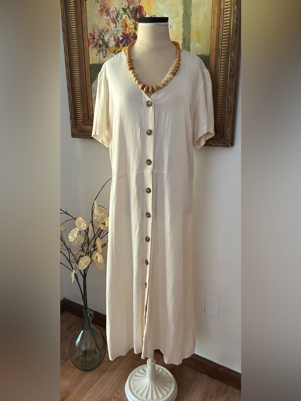 Old Navy Cottagecore Cream Midi Maxi Dress Size XL